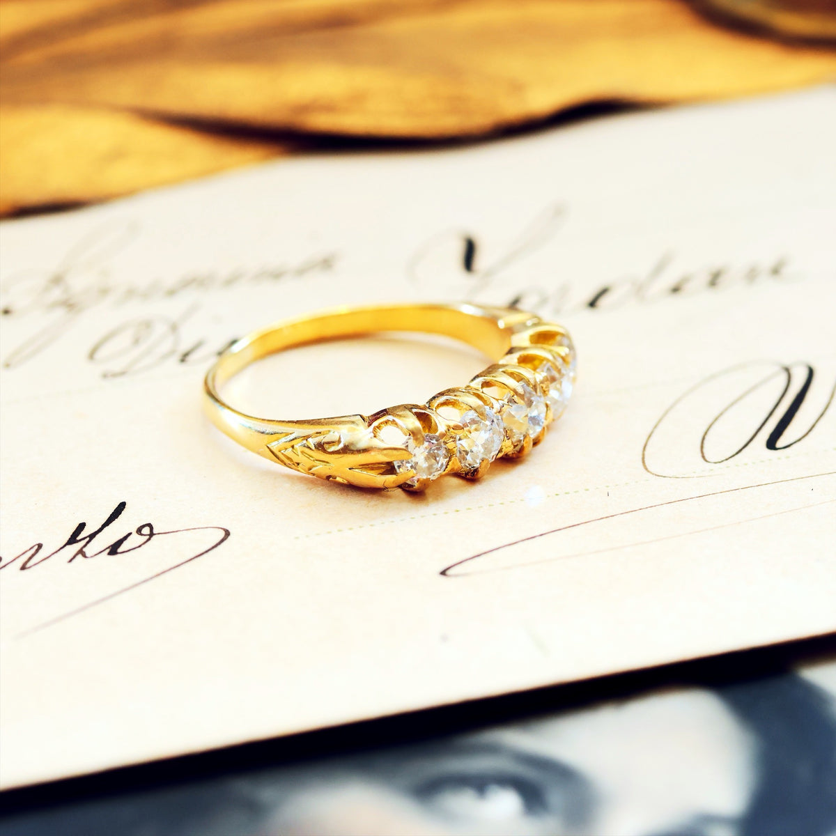 Splendid Antique Five Stone Diamond Engagement Ring