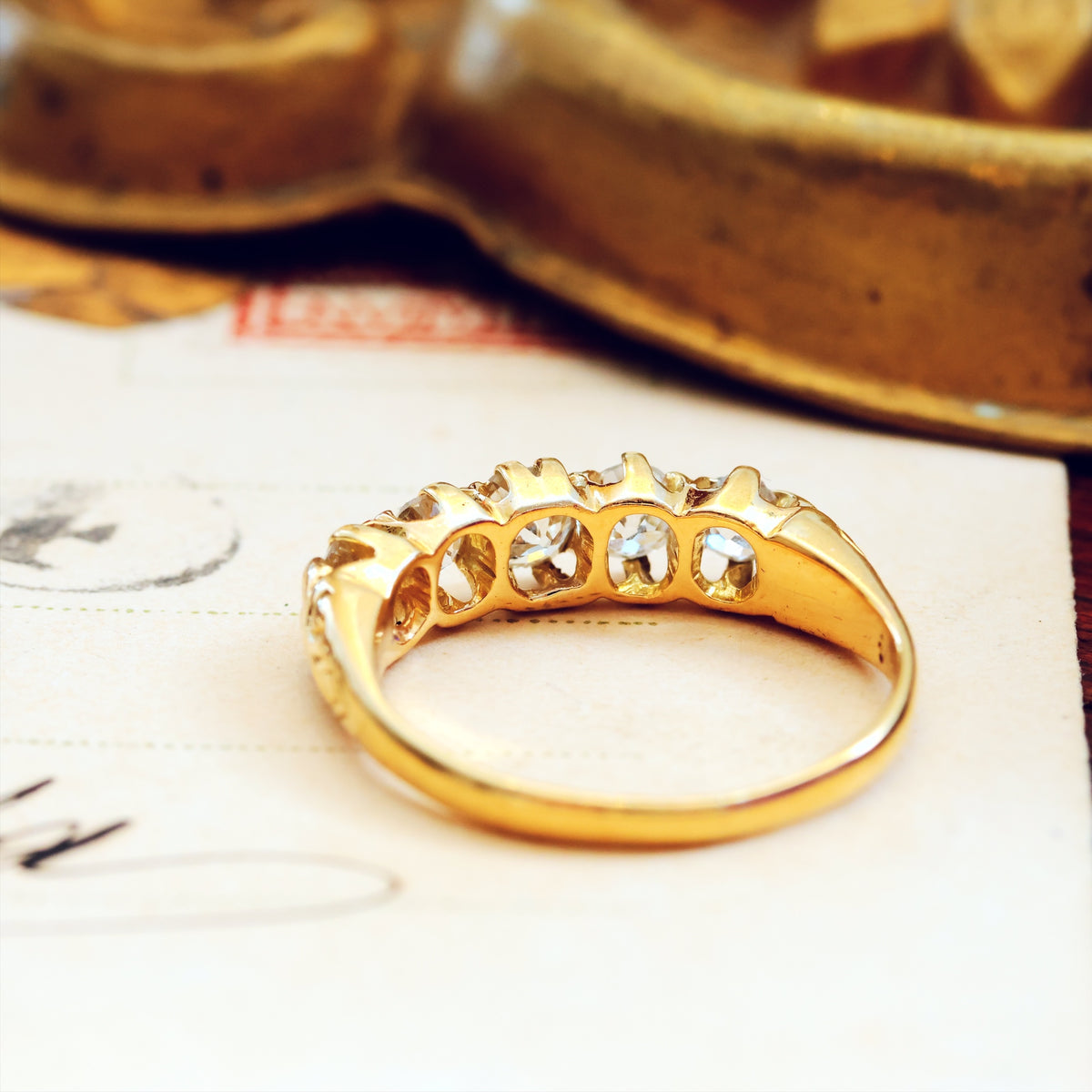 Splendid Antique Five Stone Diamond Engagement Ring