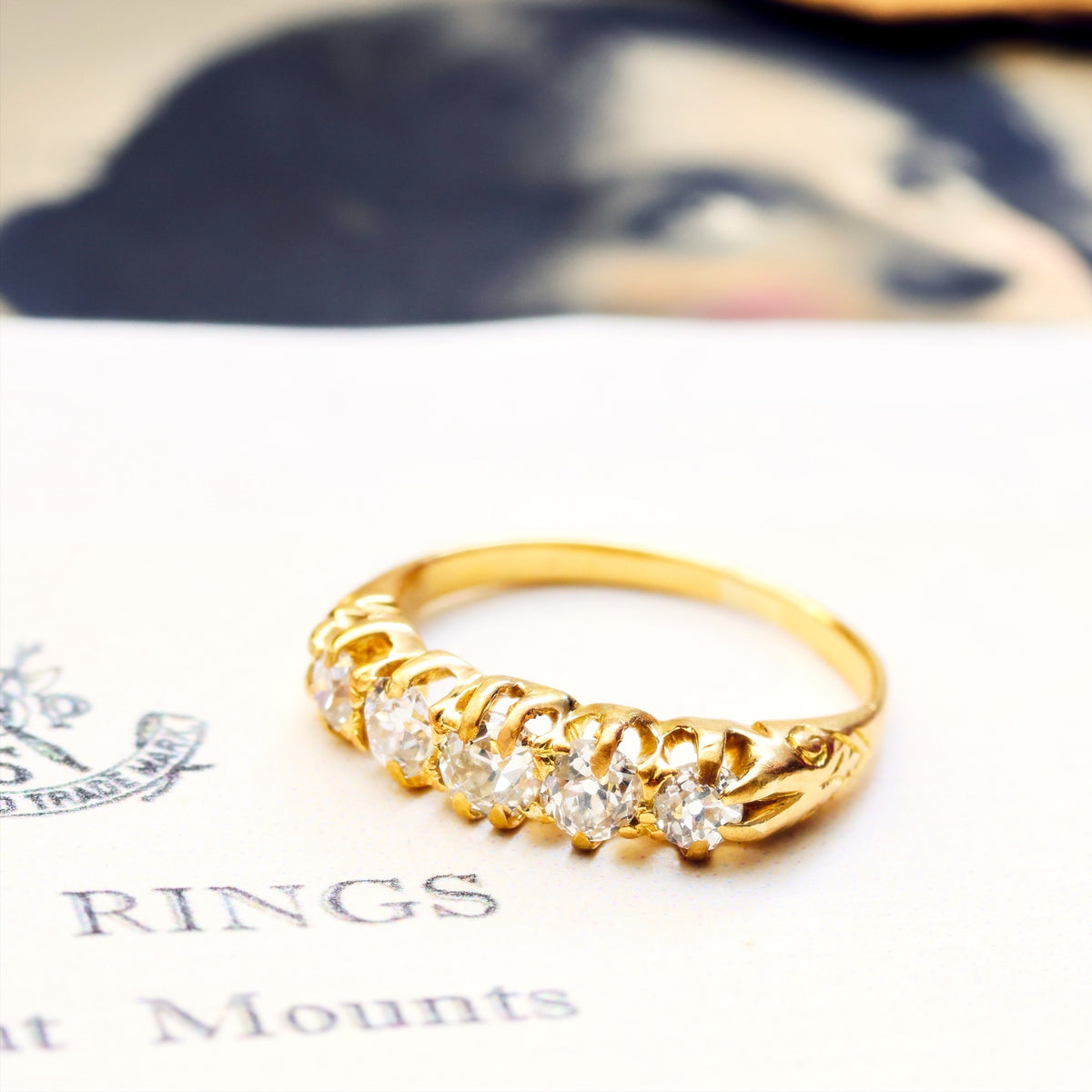 Splendid Antique Five Stone Diamond Engagement Ring