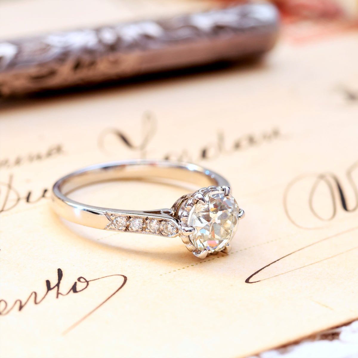 Certificated Vintage 1.11ct Diamond Engagement Ring