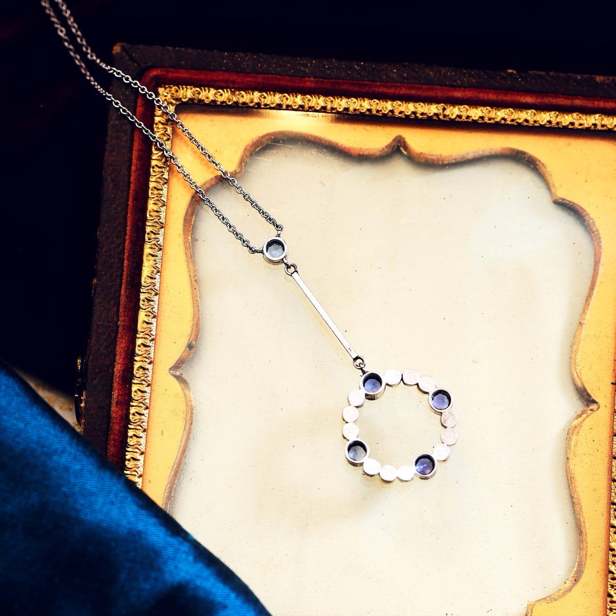 Fine Lovely Edwardian Sapphire & Bouton Pearl Pendant
