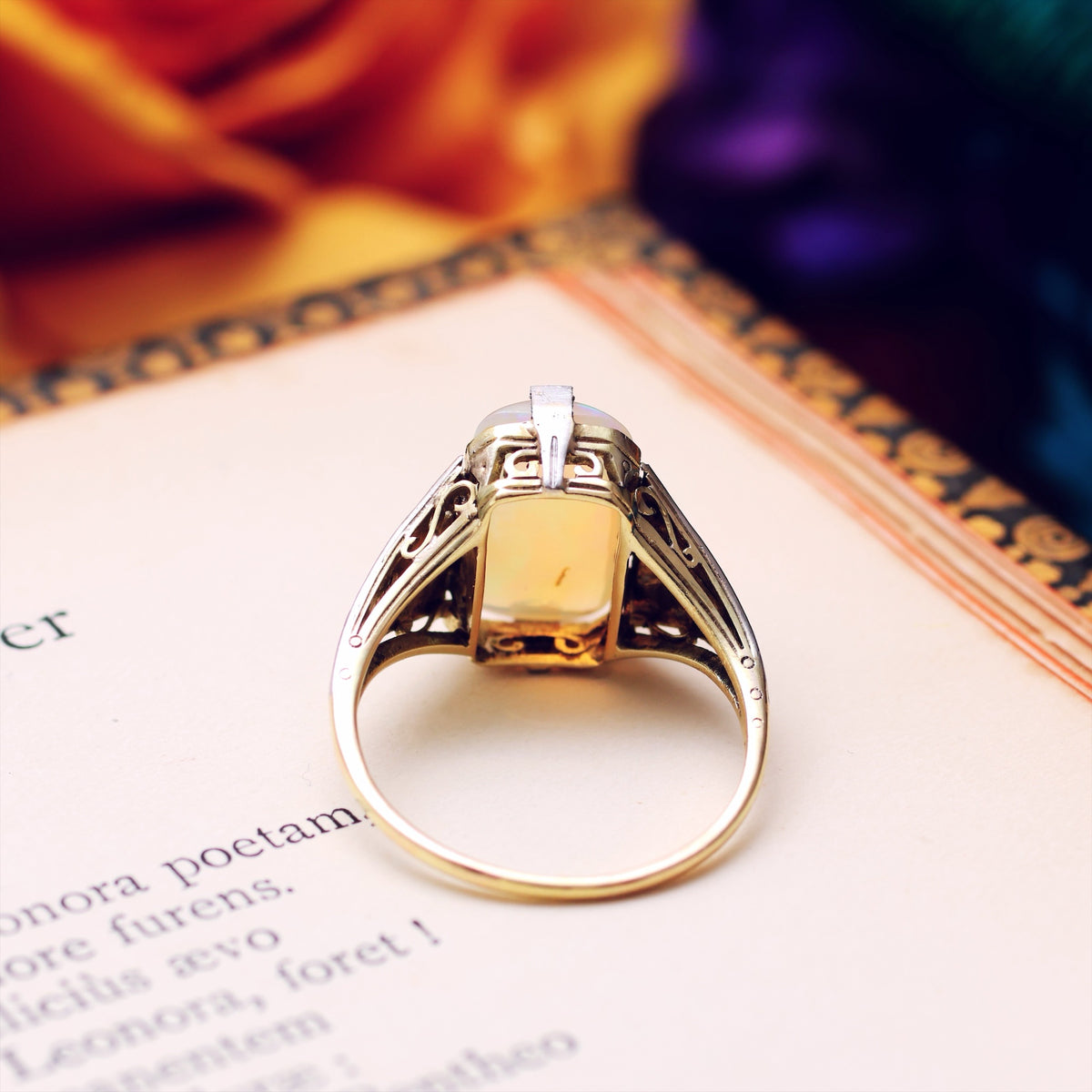 Flirtatious Vintage Art Deco Style Opal Cocktail Ring