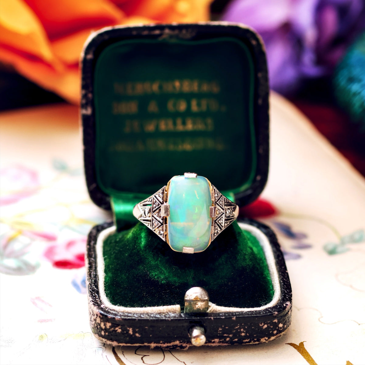 Flirtatious Vintage Art Deco Style Opal Cocktail Ring