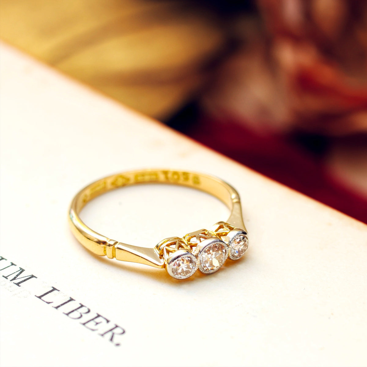 Vintage 1920's Diamond Trilogy Engagement Ring