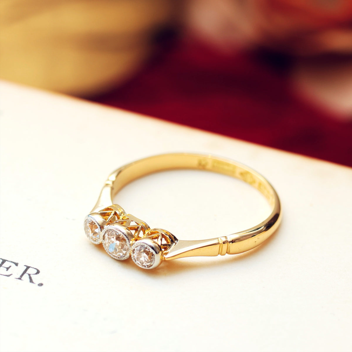 Vintage 1920's Diamond Trilogy Engagement Ring