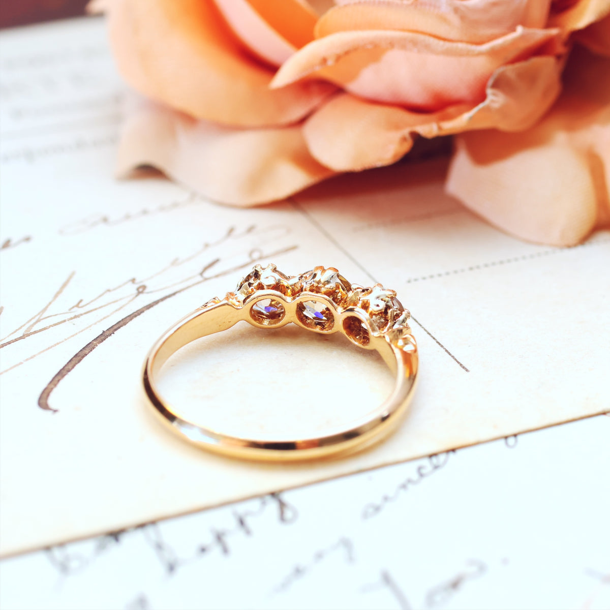 Magical Firelight! Antique Diamond Trilogy Engagement Ring