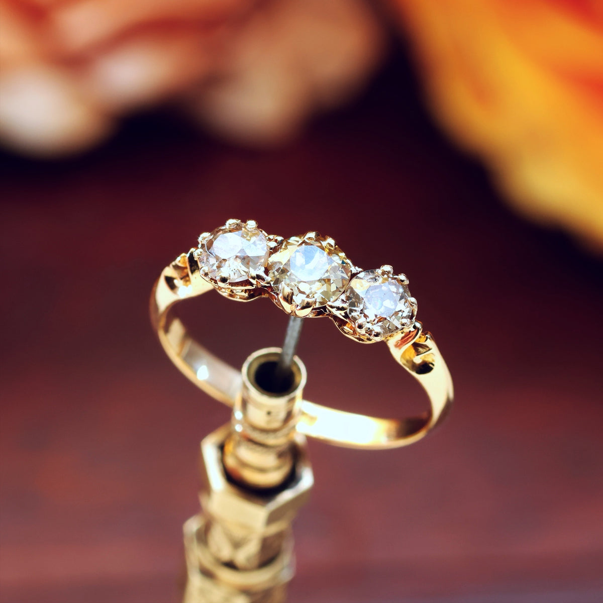 Magical Firelight! Antique Diamond Trilogy Engagement Ring