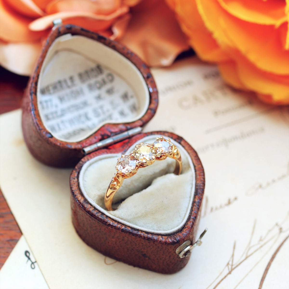 Magical Firelight! Antique Diamond Trilogy Engagement Ring
