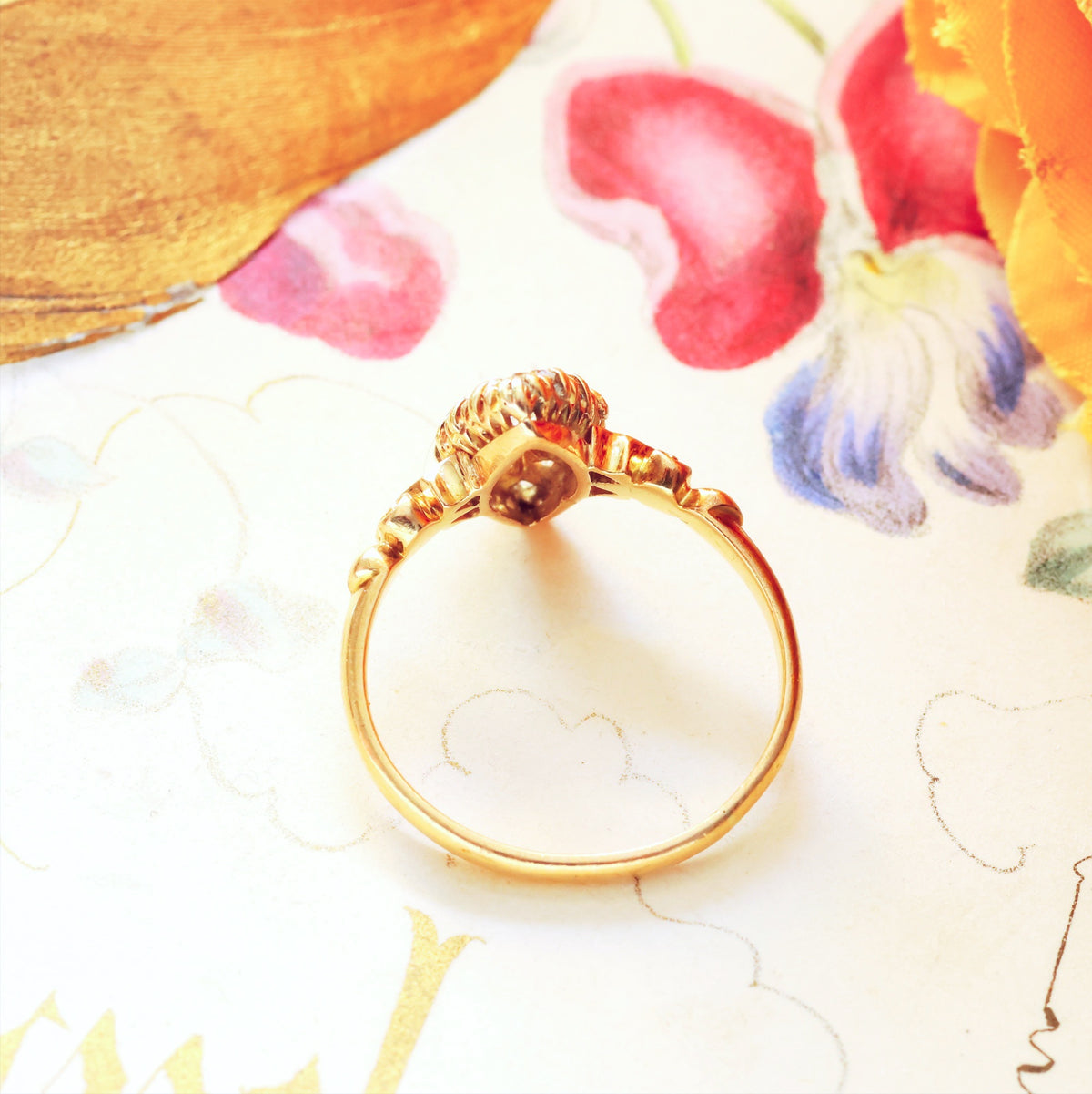 Date 1897 Hand cut Diamond Marquise Cluster Ring