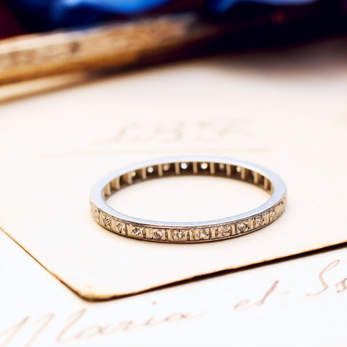 Slim Size 'O' Vintage Platinum Diamond Eternity Ring