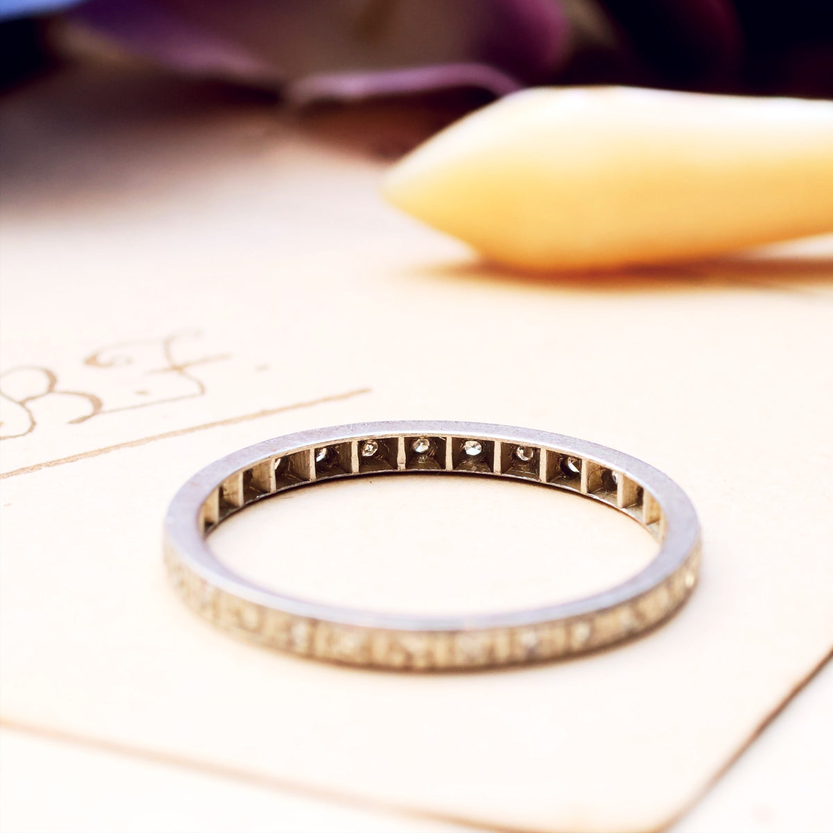 Slim Size 'O' Vintage Platinum Diamond Eternity Ring