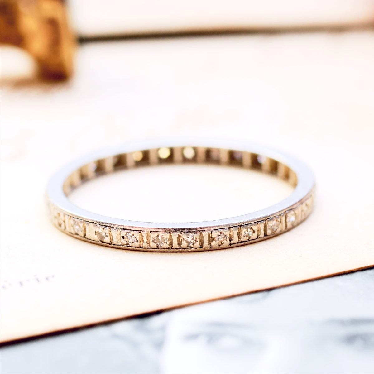Slim Size 'O' Vintage Platinum Diamond Eternity Ring