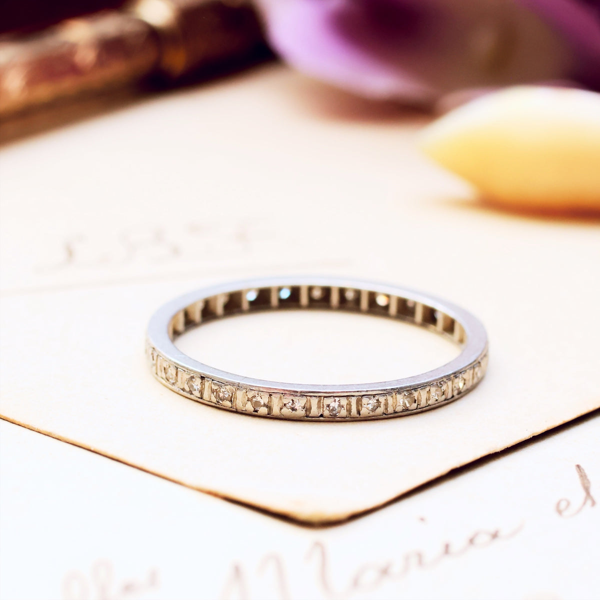 Slim Size 'O' Vintage Platinum Diamond Eternity Ring
