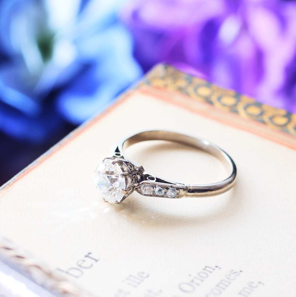 Fabulous Certificated Vintage 1.25ct Diamond Engagement Ring