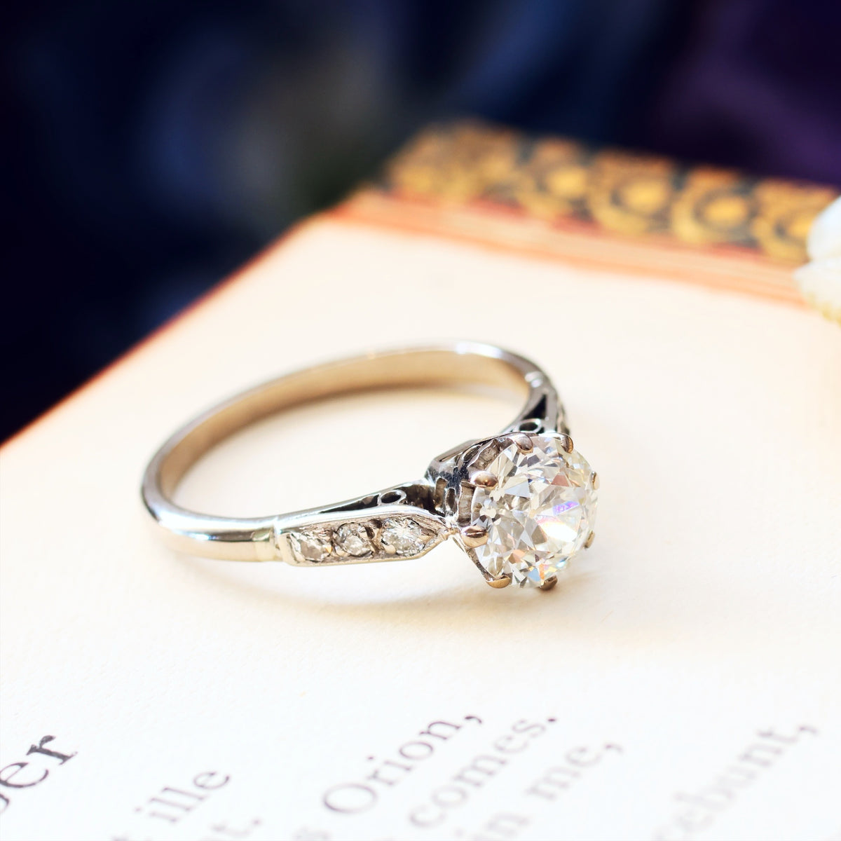 Fabulous Certificated Vintage 1.25ct Diamond Engagement Ring