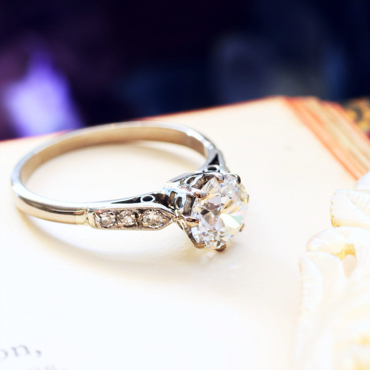 Fabulous Certificated Vintage 1.25ct Diamond Engagement Ring