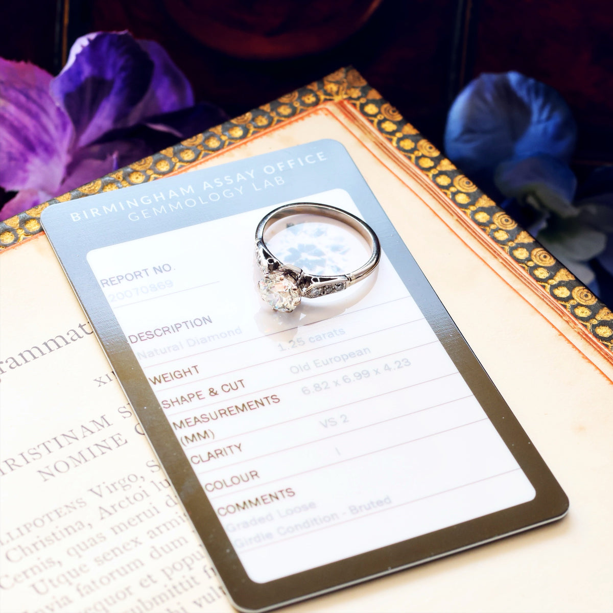Fabulous Certificated Vintage 1.25ct Diamond Engagement Ring