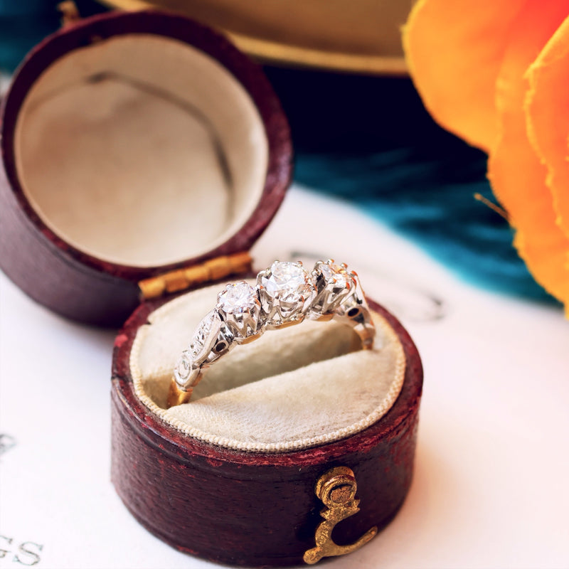 Vintage Date 1953 Diamond Trilogy Engagement Ring