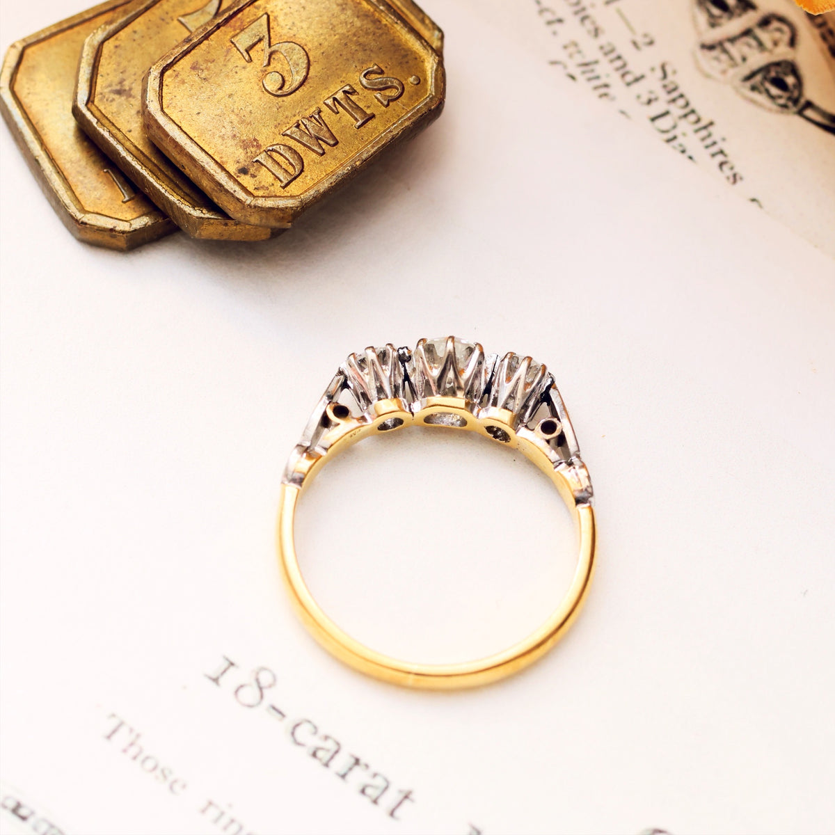 Vintage Date 1953 Diamond Trilogy Engagement Ring