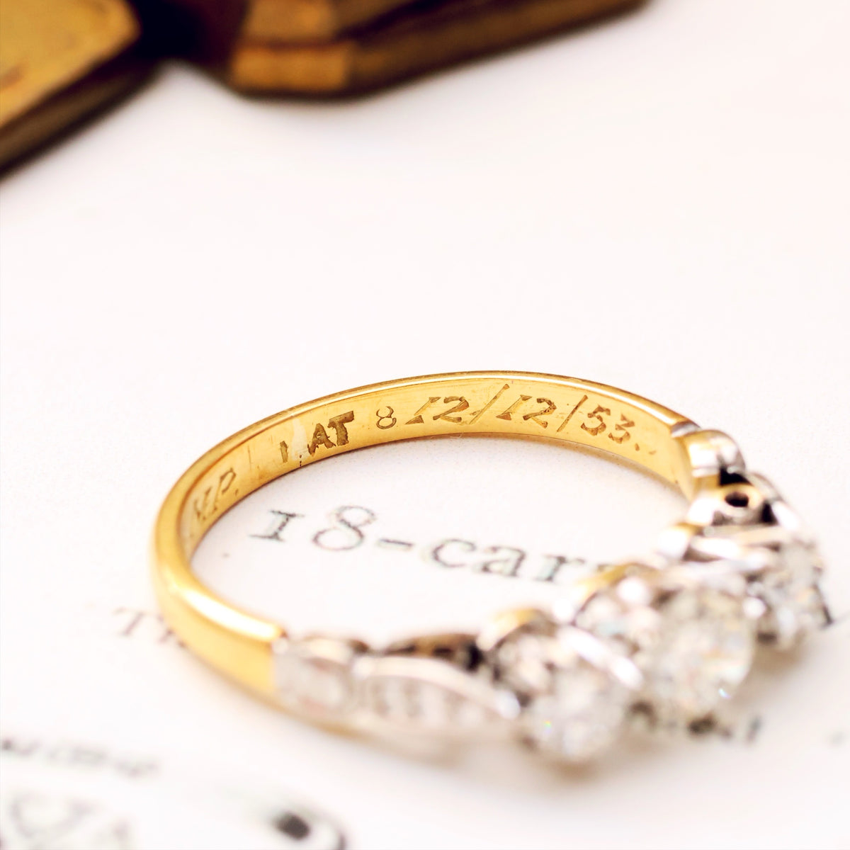 Vintage Date 1953 Diamond Trilogy Engagement Ring