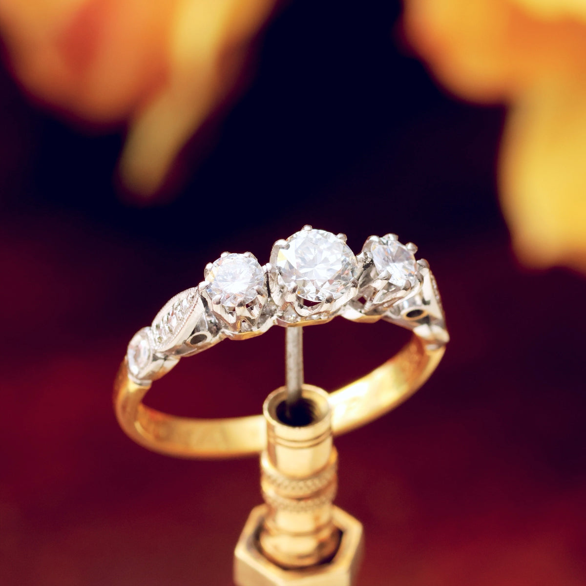 Vintage Date 1953 Diamond Trilogy Engagement Ring