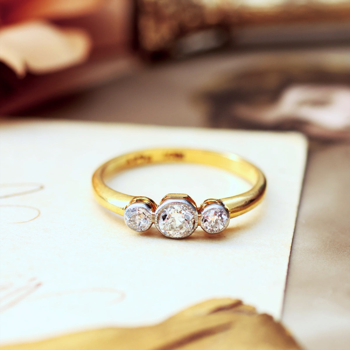 Antique Diamond Trilogy Engagement Ring