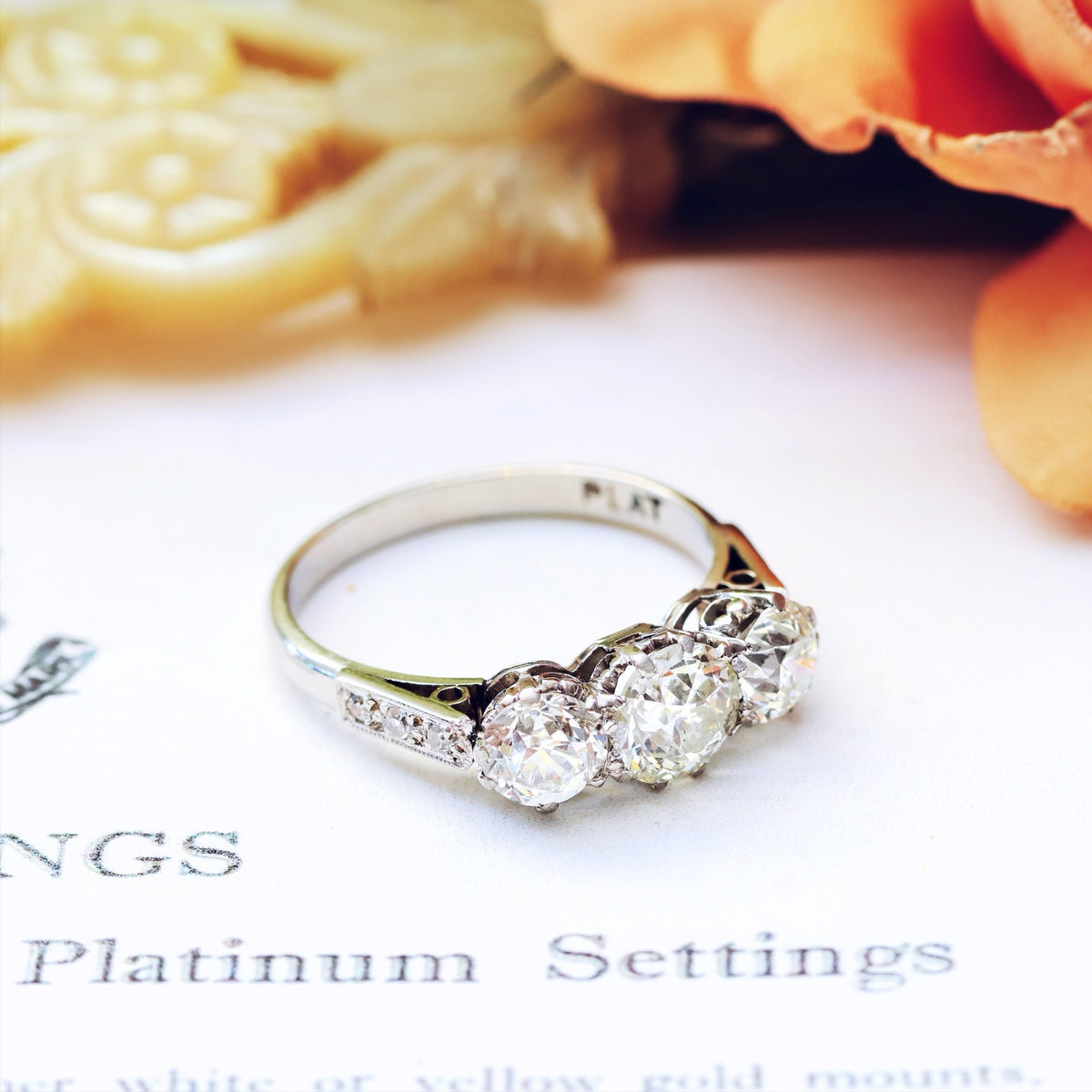 Incredible! 1.61ct Vintage Diamond Trilogy Engagement Ring