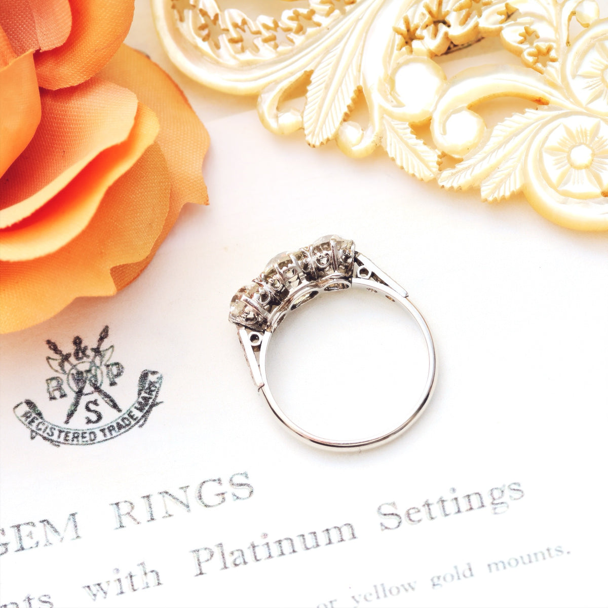 Incredible! 1.61ct Vintage Diamond Trilogy Engagement Ring