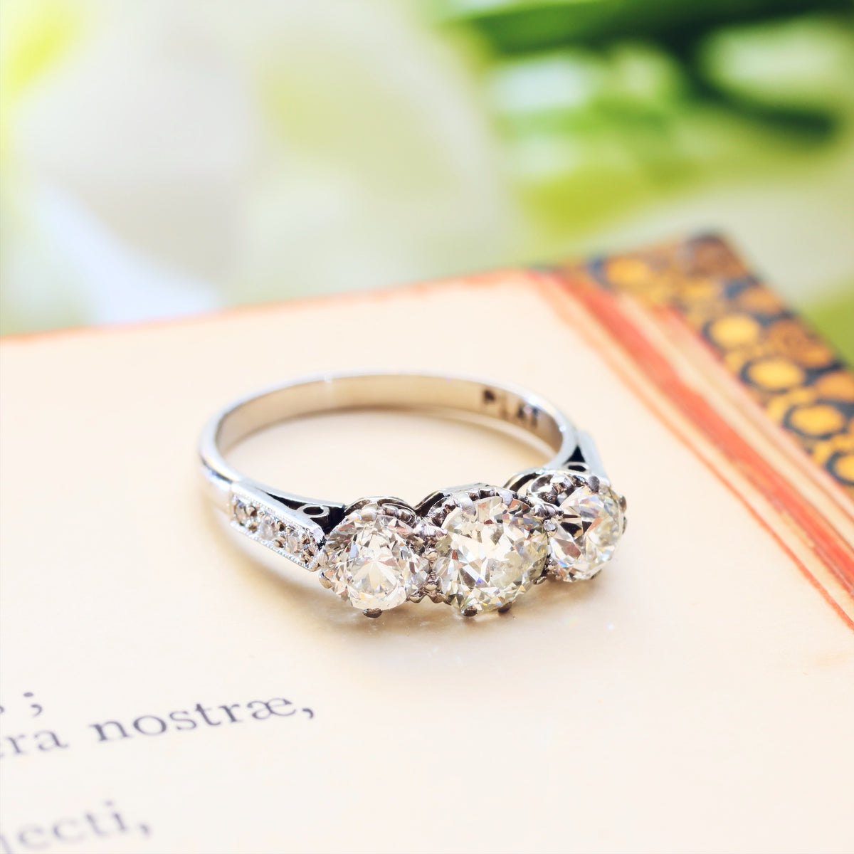 Incredible! 1.61ct Vintage Diamond Trilogy Engagement Ring