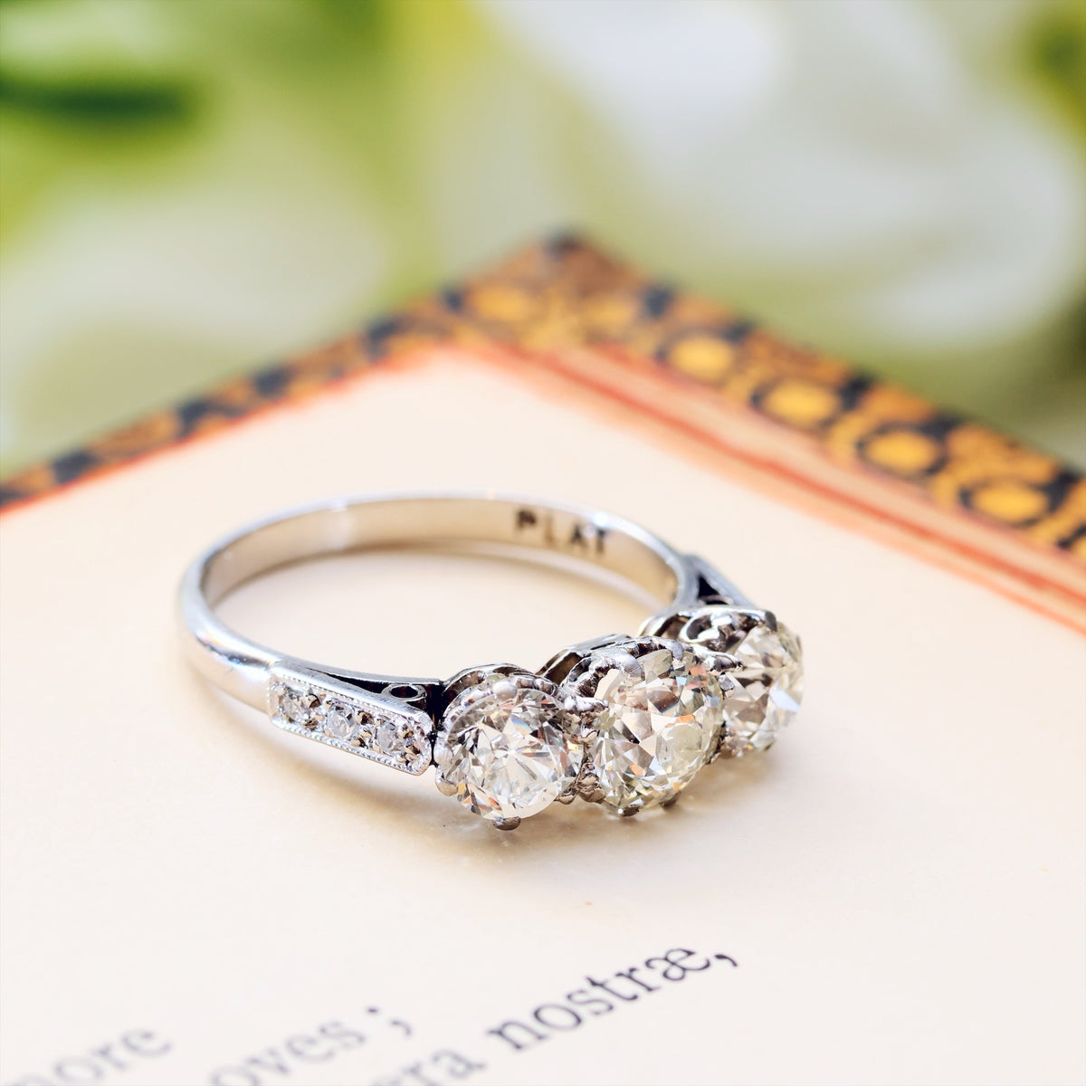 Incredible! 1.61ct Vintage Diamond Trilogy Engagement Ring