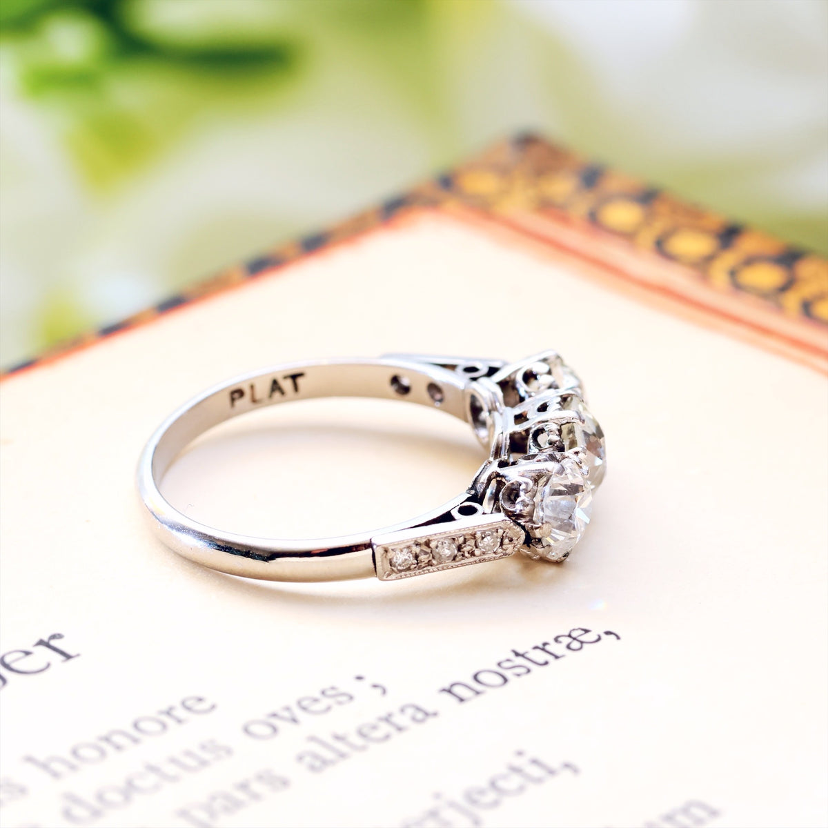 Incredible! 1.61ct Vintage Diamond Trilogy Engagement Ring