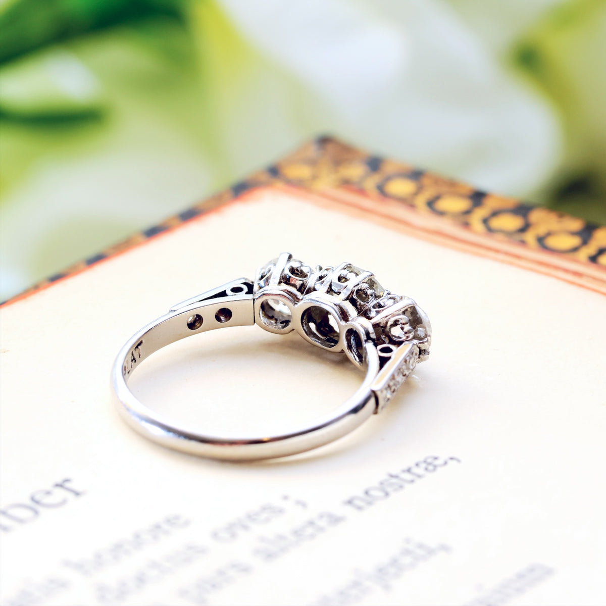 Incredible! 1.61ct Vintage Diamond Trilogy Engagement Ring
