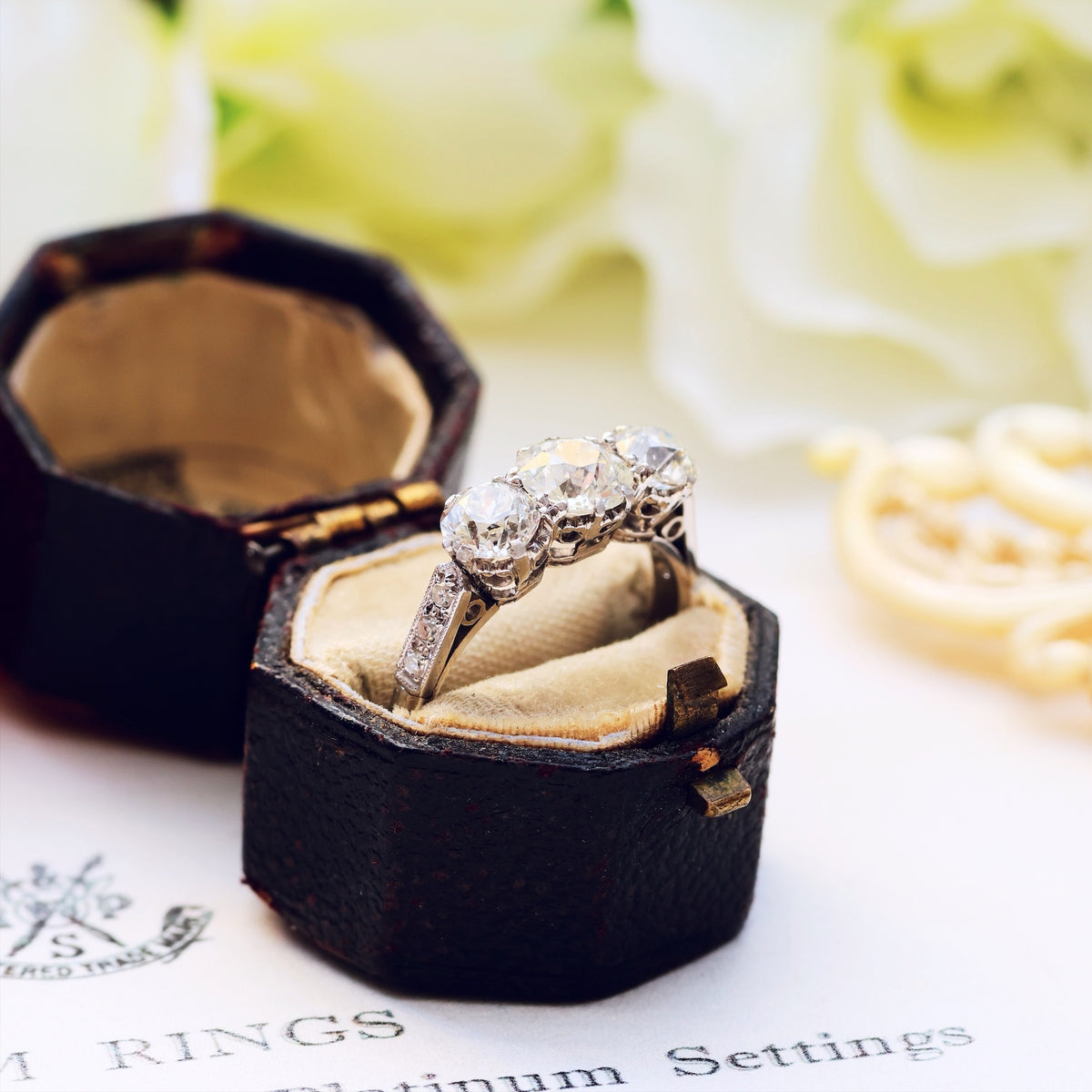 Incredible! 1.61ct Vintage Diamond Trilogy Engagement Ring