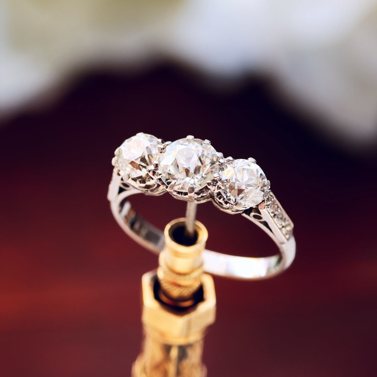 Incredible! 1.61ct Vintage Diamond Trilogy Engagement Ring