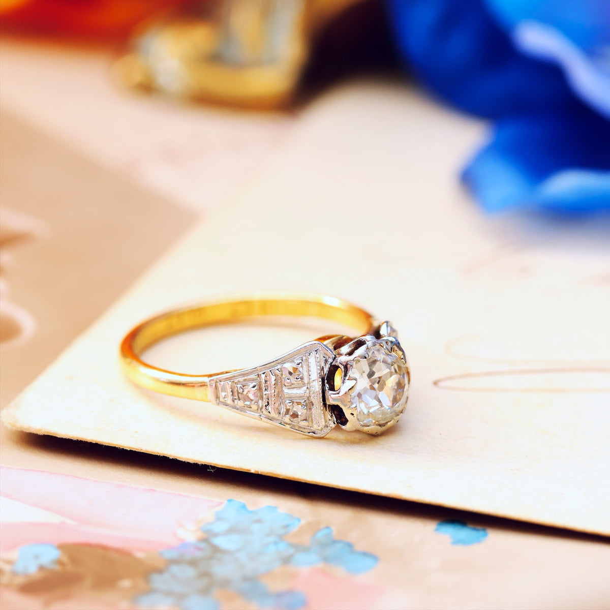 Vintage Art Deco Diamond Solitaire Engagement Ring