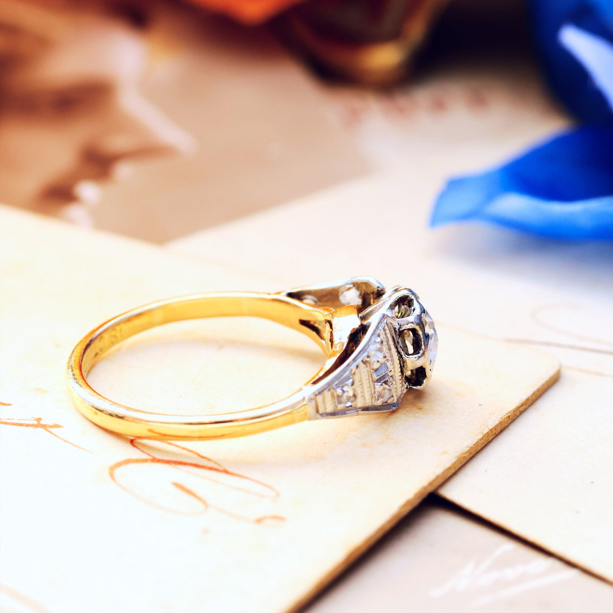 Vintage Art Deco Diamond Solitaire Engagement Ring