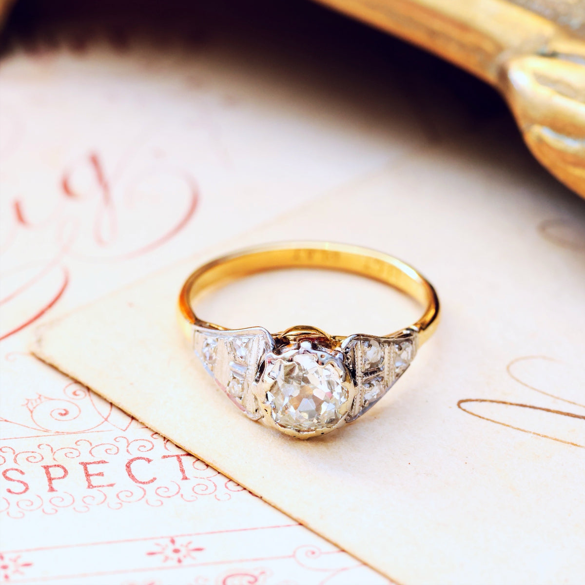 Vintage Art Deco Diamond Solitaire Engagement Ring