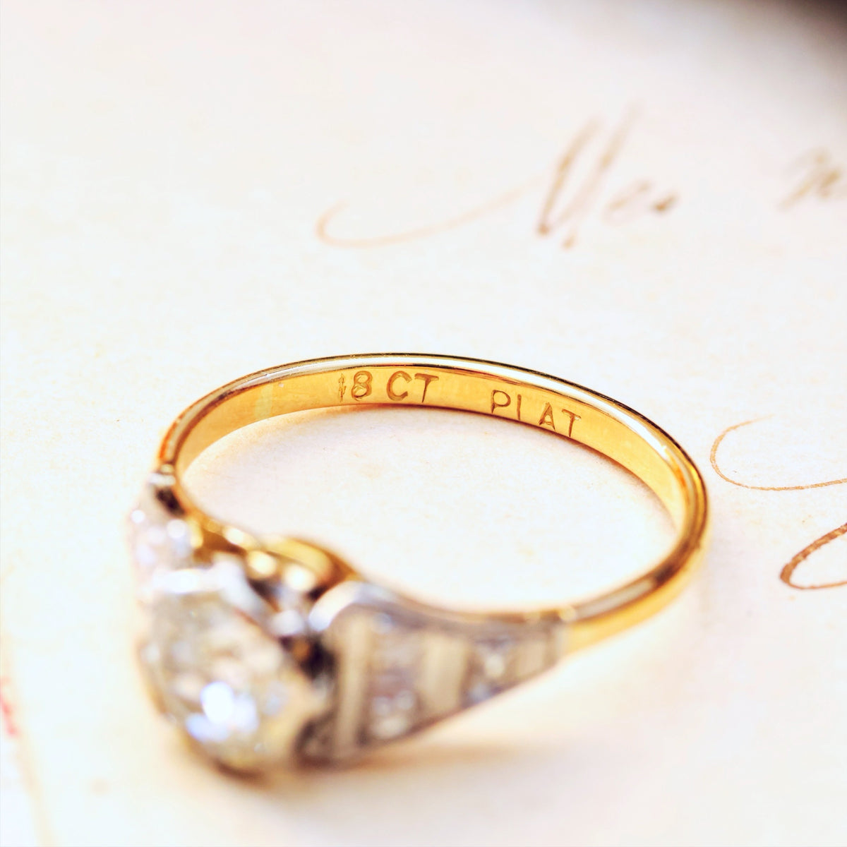 Vintage Art Deco Diamond Solitaire Engagement Ring