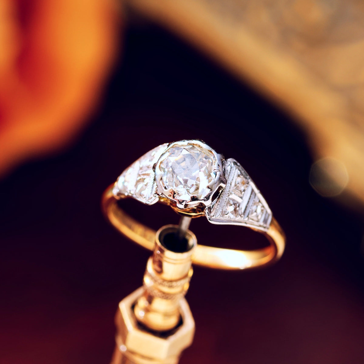 Vintage Art Deco Diamond Solitaire Engagement Ring