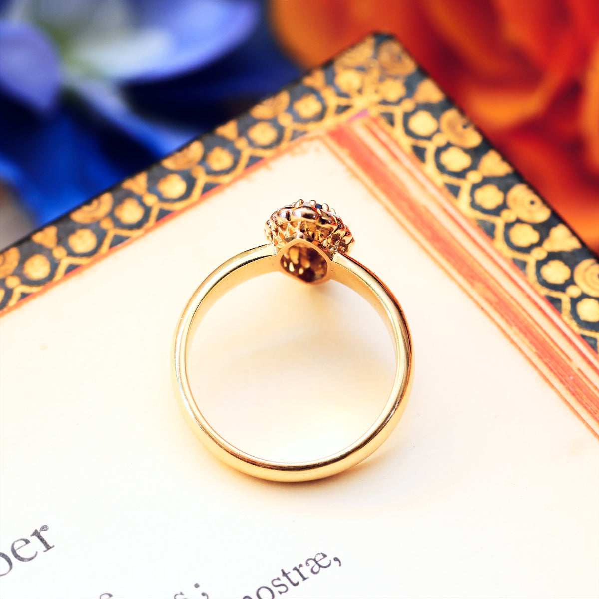 Delightful Deep Blue Sapphire & Diamond Cluster Ring