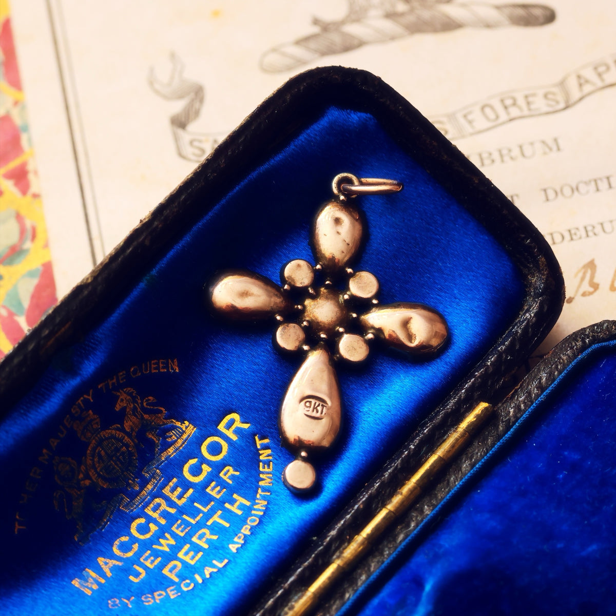Georgian Revival Foiled Garnet Cross
