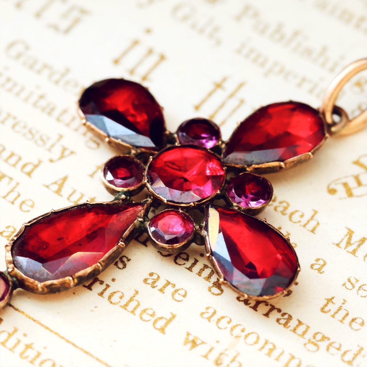 Georgian Revival Foiled Garnet Cross
