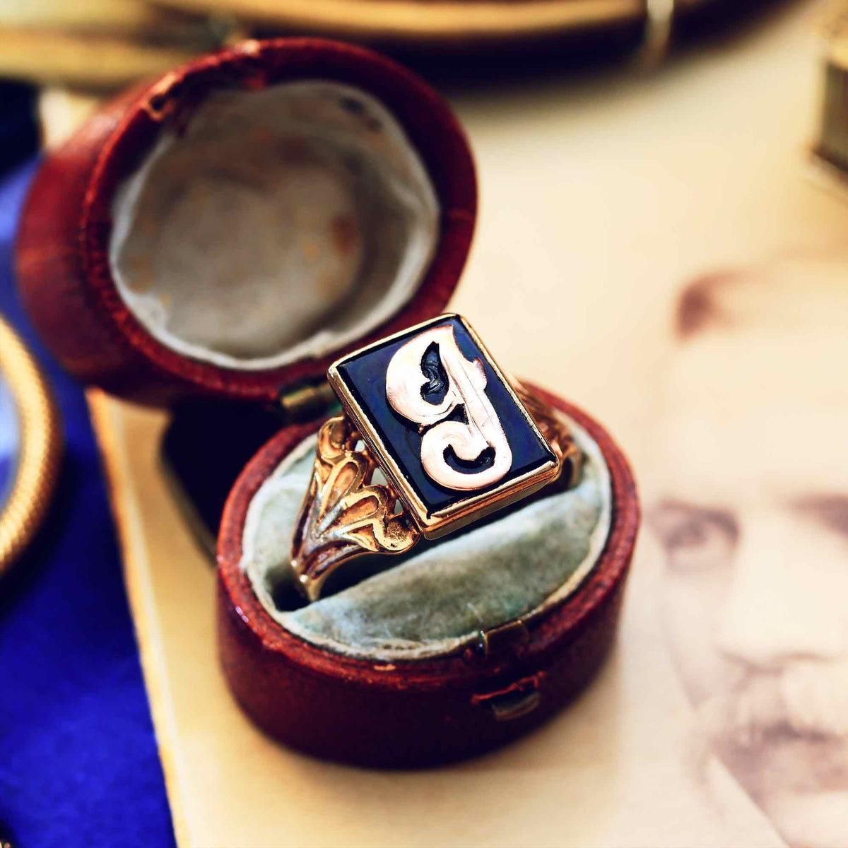Date 1971 9ct Gold Initial 'J' Signet Ring