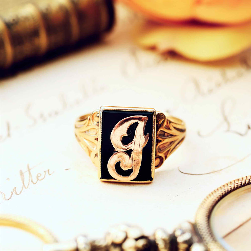 Date 1971 Initial 'J' Signet Ring