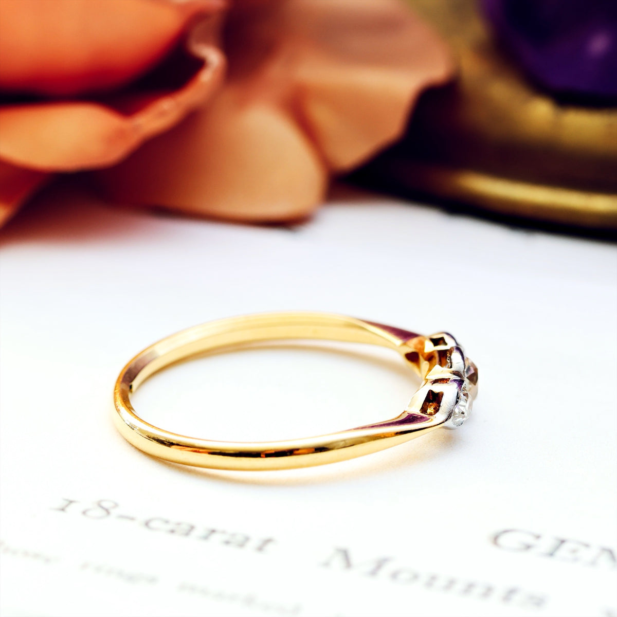 Adorable Vintage Pear Cut Diamond Trilogy Engagement Ring