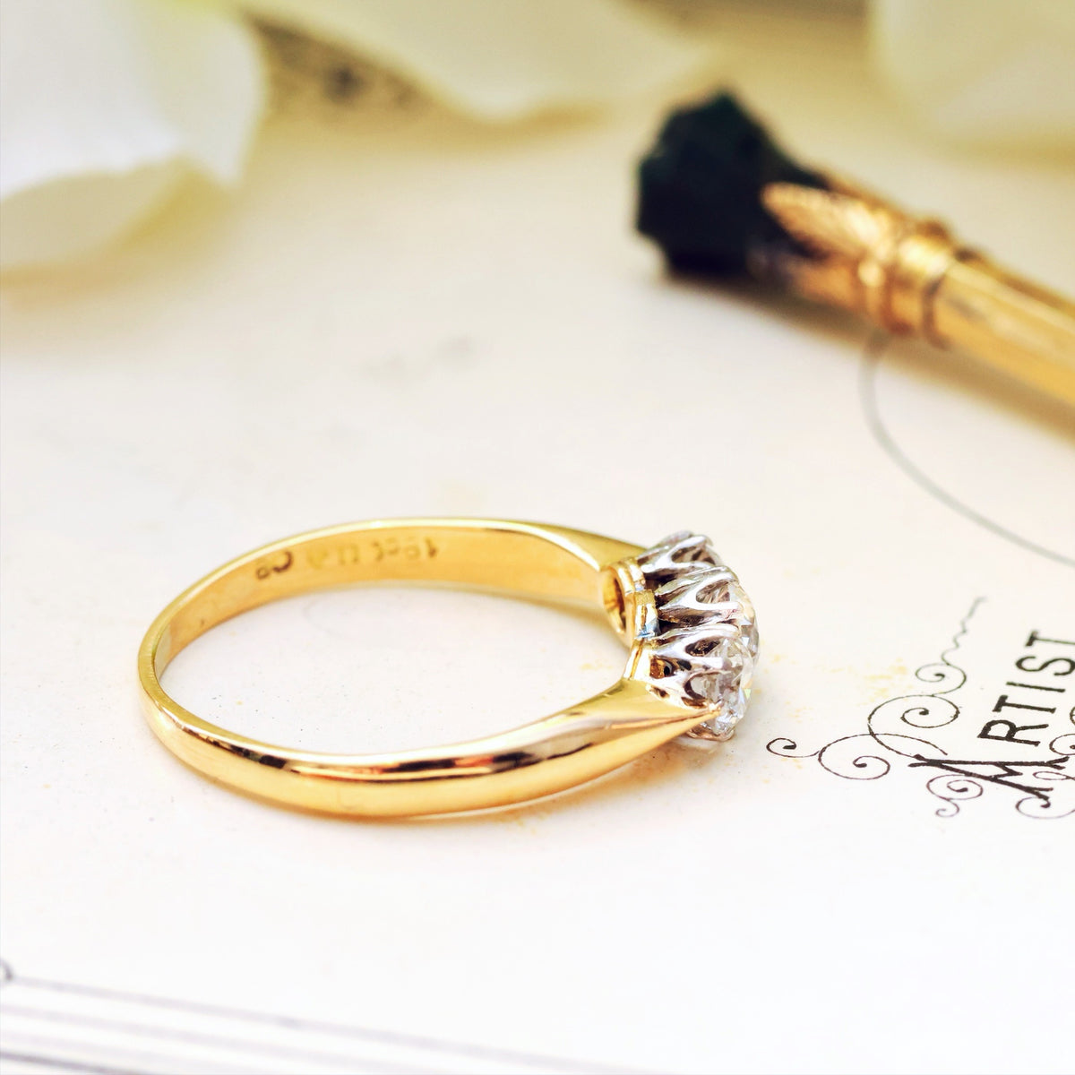 Pristine Antique Trilogy Diamond Engagement Ring