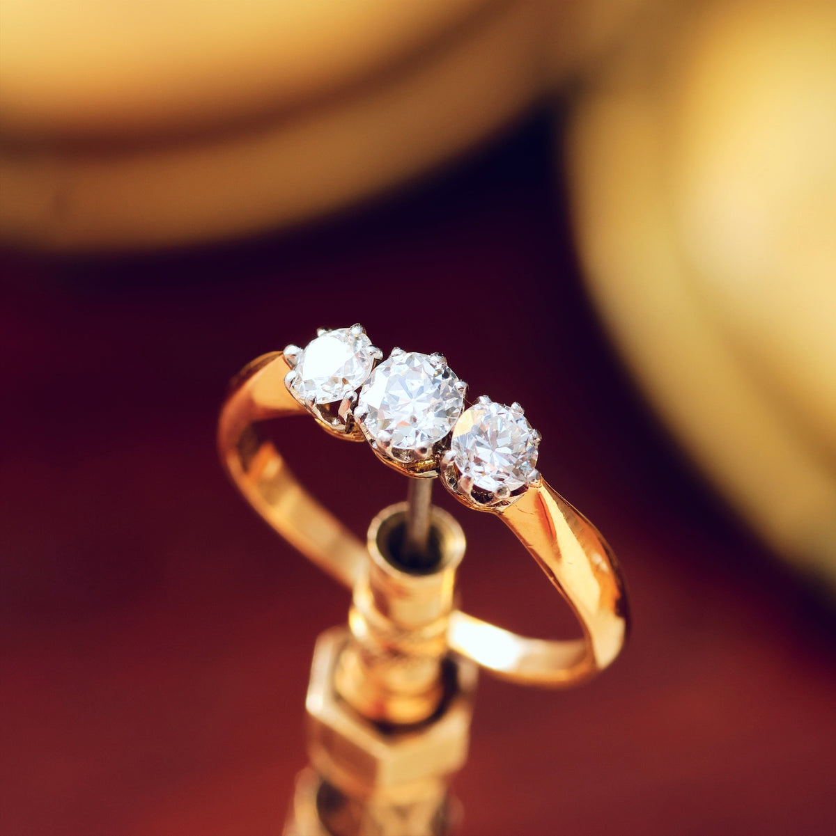 Pristine Antique Trilogy Diamond Engagement Ring