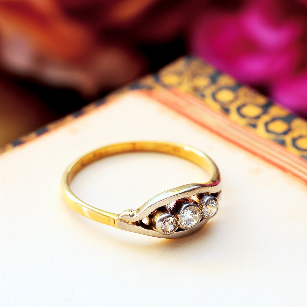 Vintage Diamond Trilogy Crossover Engagement Ring