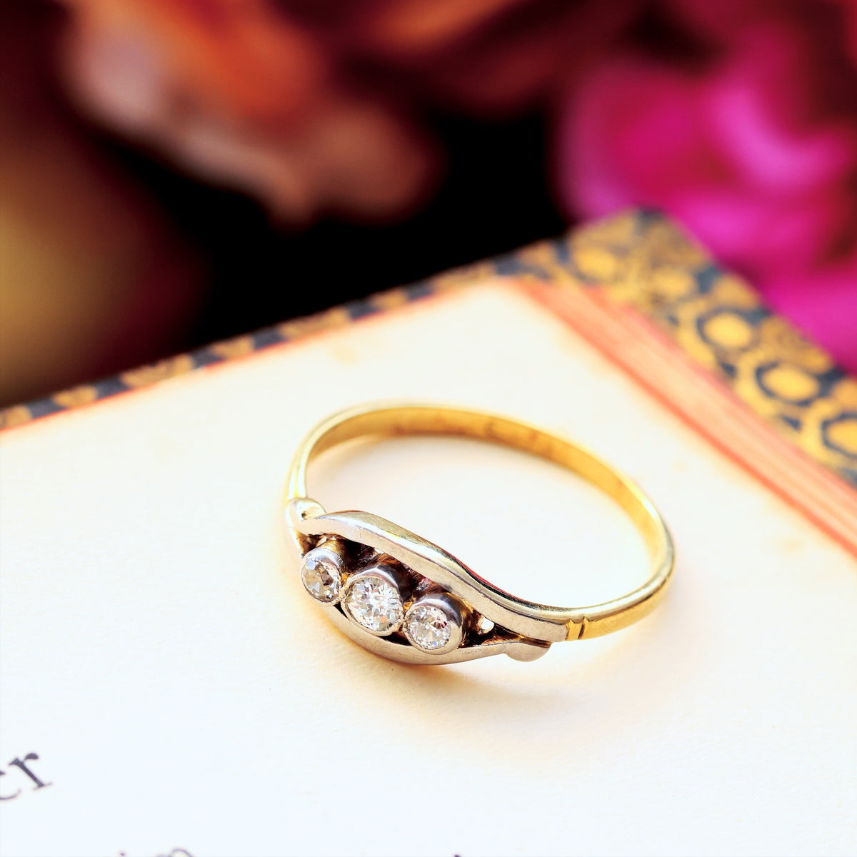 Vintage Diamond Trilogy Crossover Engagement Ring