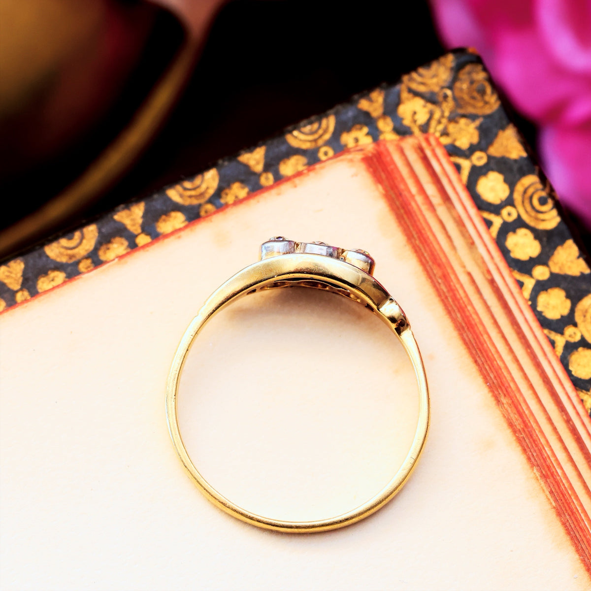 Vintage Diamond Trilogy Crossover Engagement Ring